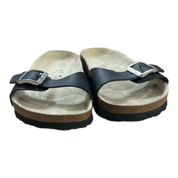 Tula By Birkenstock US 7.5 EU 38.5 Black Leather Strap Bed Sandals Comfort - Picture 3 of 11